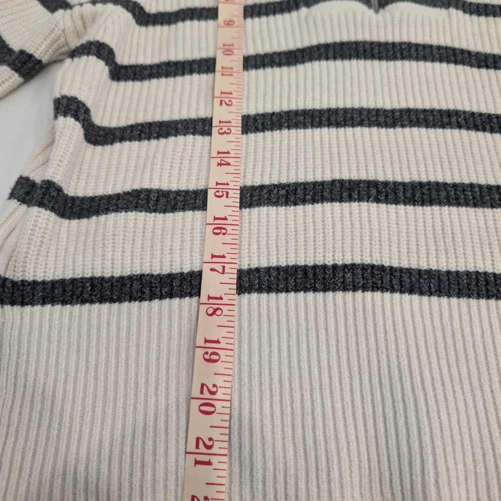 Free Assembly Unisex Half Zip Sweater Size Small Chunky Knit Black Stripes - Picture 9 of 12